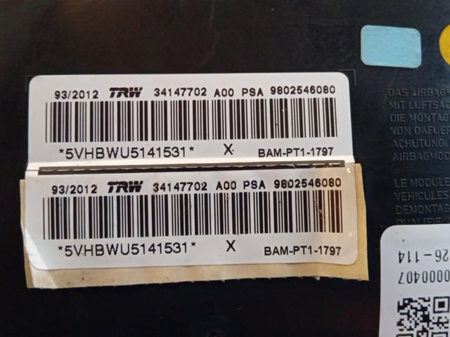 AIRBAG SEDILE GUIDA CITROEN C3 2012 9802546080 - immagine 2