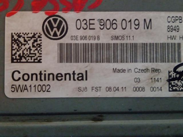 CENTRALINA MOTORE VOLKSWAGEN POLO 2011 1.2 BENZ. 5WA11002 - 03E906019M - immagine 2