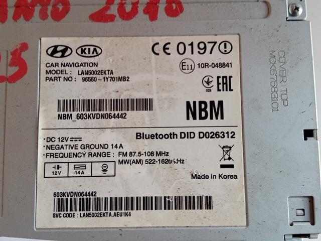 STEREO CON NAVIGATORE KIA PICANTO 2016 965601Y701MBL - immagine 2