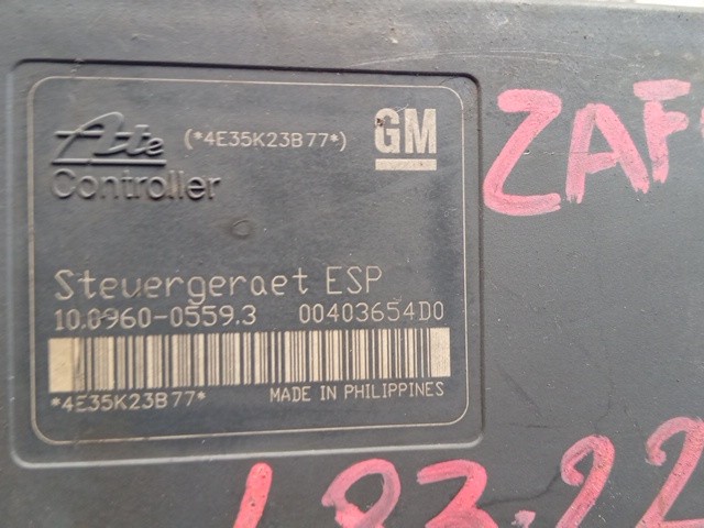 CENTRALINA ABS PER OPEL Zafira B 10096005593 Z19DTH diesel 1910 (05>08) - immagine 3