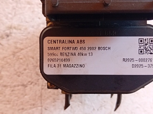 CENTRALINA ABS PER SMART ForTwo Coupé (W450) 0265216499 13 benzina 599 (98>03) - immagine 5