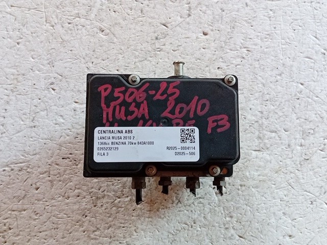 CENTRALINA ABS PER LANCIA Musa 2° Serie 0265232129 843A1000 benzina 1368 (07>) - immagine 4