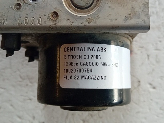 CENTRALINA ABS CITROEN C3 2° Serie 10020700754 8HZ diesel 1398 (05>10)