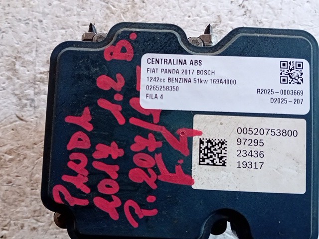 CENTRALINA ABS PER FIAT Panda 3° Serie 0265258350 169A4000 benzina 1242 (12>) - immagine 6